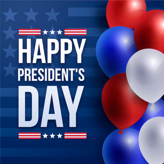 Día del presidente con globos realistas fondo de pantalla