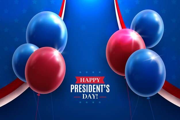 Día del presidente con globos realistas
