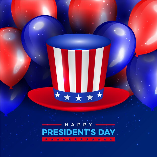Día del presidente con globos realistas