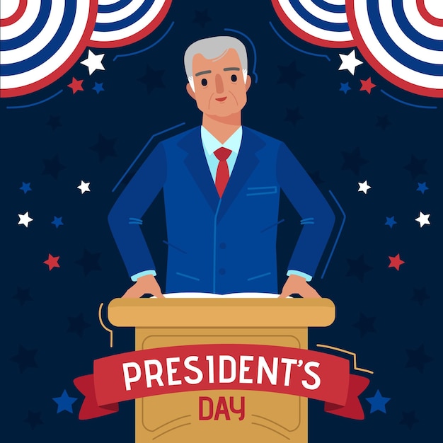 Vector gratuito dia de los presidentes de diseño plano