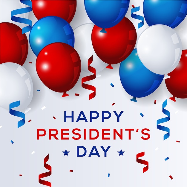 Día de los presidentes con globos realistas.