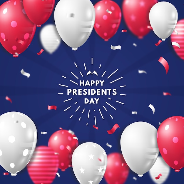 Día de los presidentes con globos realistas.