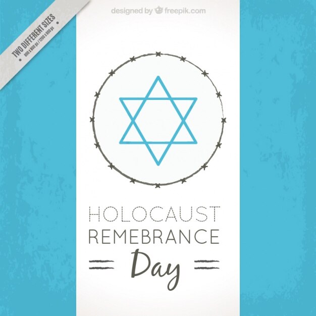 Vector gratuito día del recuerdo del holocausto, estrella azul sobre fondo blanco