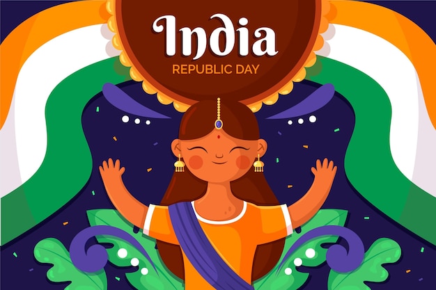 Vector gratuito día de la república de diseño plano con bailarina india