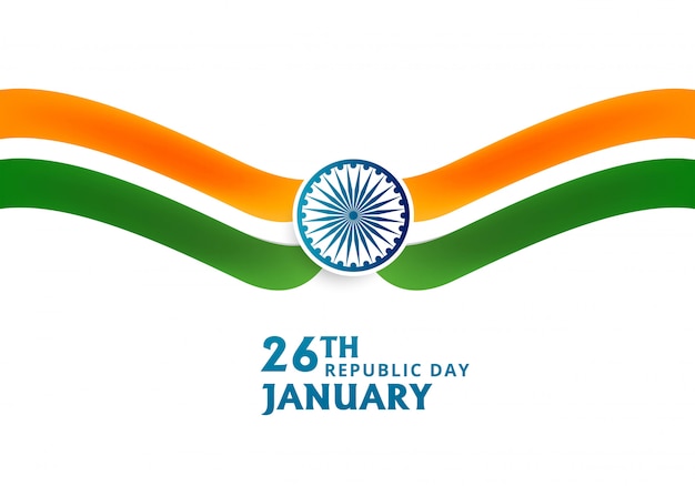 Vector gratuito día de la república de india 26 de enero con ola de bandera