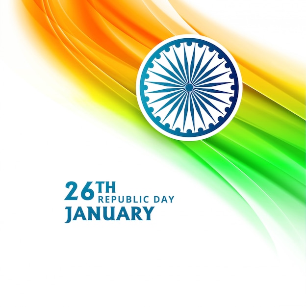 Día de la República de India 26 de enero con ola de bandera