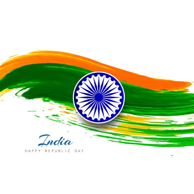 Día de la república de la india, acuarela ondulada