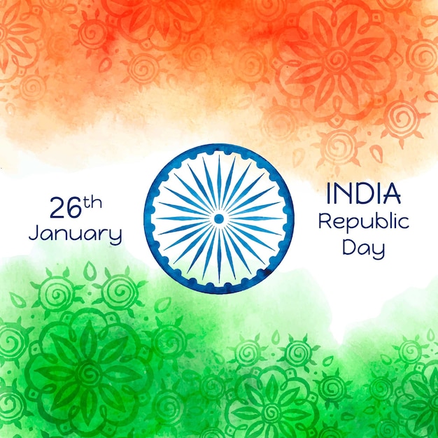 Día de la república india acuarela