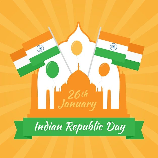 Vector gratuito día de la república india en diseño plano