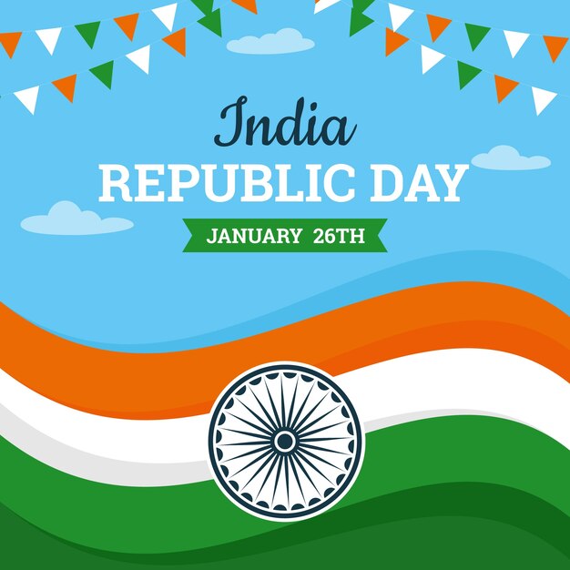 Vector gratuito día de la república india en diseño plano