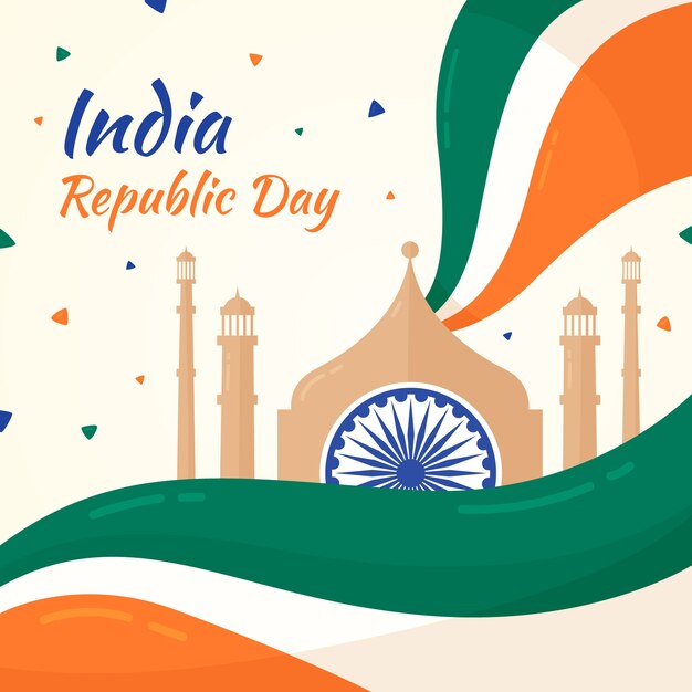 Día de la república india en diseño plano