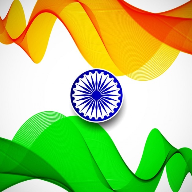 Día de la república de la india, fondo ondulado con los colores de la bandera