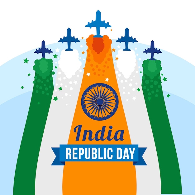 Día de la república india plana con aviones