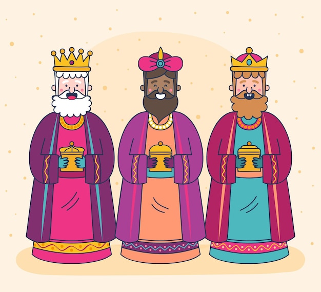 Vector gratuito día de reyes magos dibujado a mano