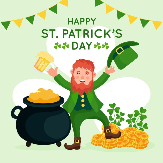 Día de san patricio con hombre y cerveza