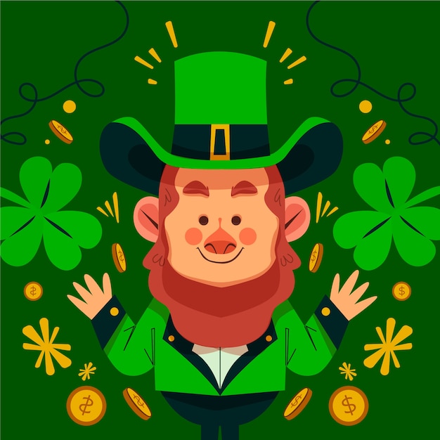 Vector gratuito día de san patricio con hombre y trébol