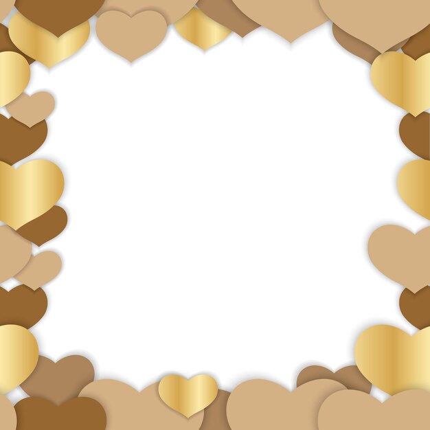 Día de San Valentín marco cuadrado de oro transparente de vector. Horizontal y verticalmente repetible.