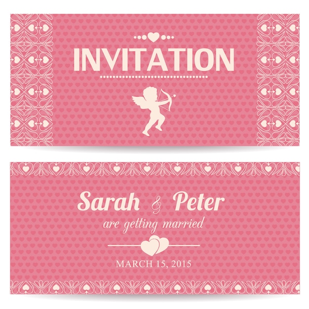 Vector gratuito día de san valentín romántica tarjeta de invitación o postal ilustración vectorial