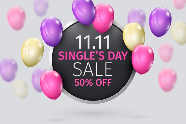 Día de los solteros con globos realistas