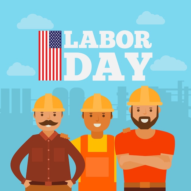 Día del trabajo (estados unidos) en diseño plano Vector Gratis