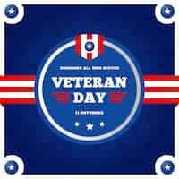 Vector gratuito día de los veteranos plana con logo de la bandera americana