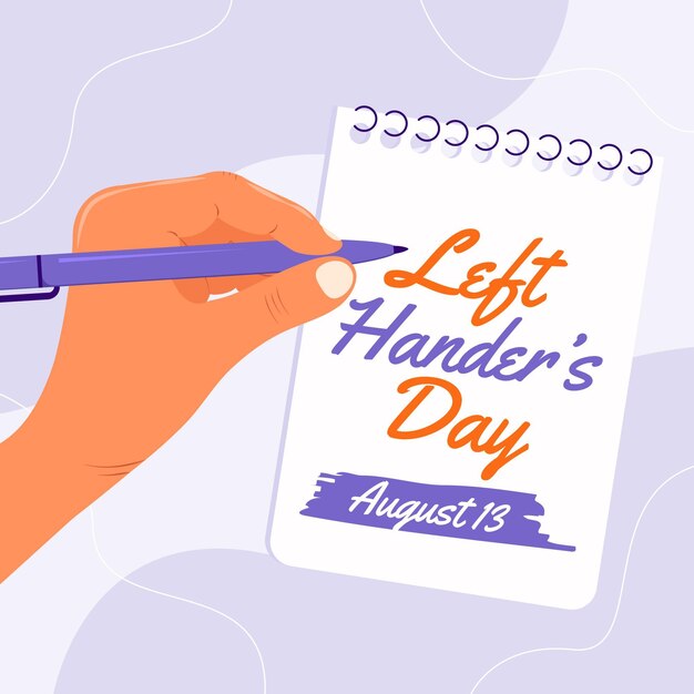 Día de zurdos con mano y cuaderno