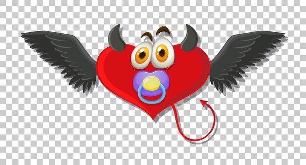 Diablo en forma de corazón con expresión facial