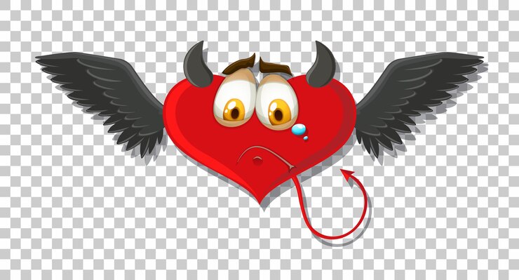 Vector gratuito diablo en forma de corazón con expresión facial