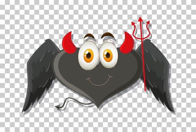 Vector gratuito diablo en forma de corazón con expresión facial