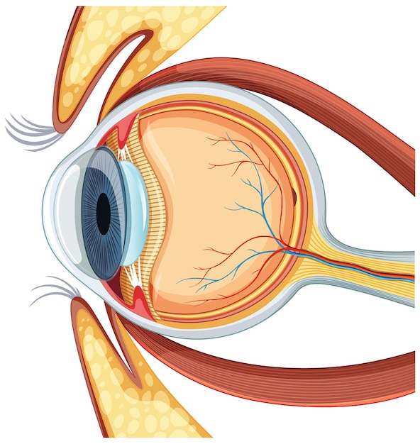 Diagrama de la anatomía del globo ocular humano