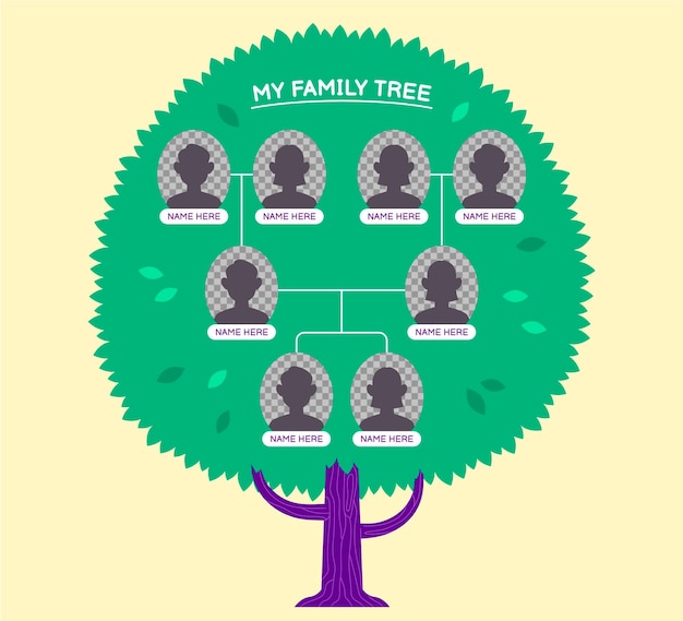 Diagrama de árbol genealógico de diseño plano
