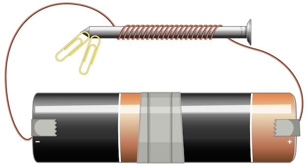 Diagrama de circuito con batería y tornillo.