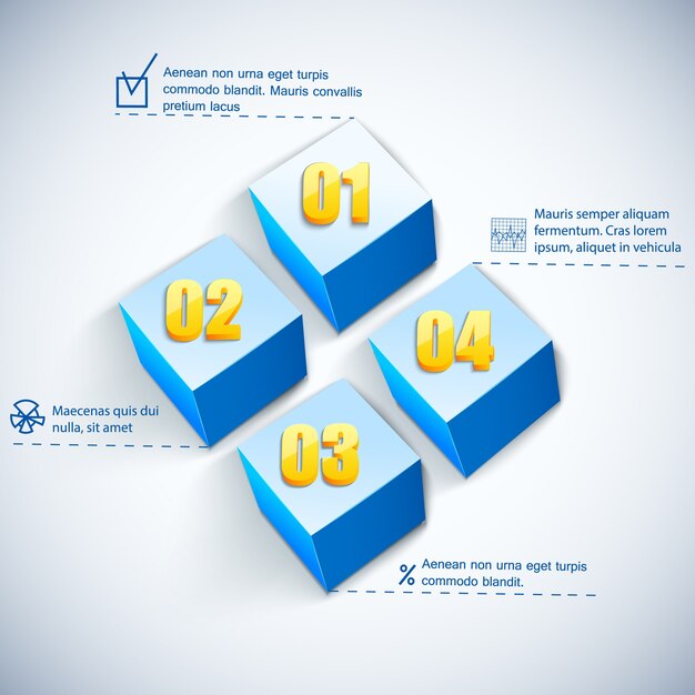 Diagrama cuadrado empresarial con campos de texto y figuras