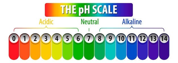 El diagrama de escala de pH sobre fondo blanco.