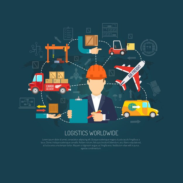 Diagrama de flujo del concepto de operaciones logísticas en todo el mundo