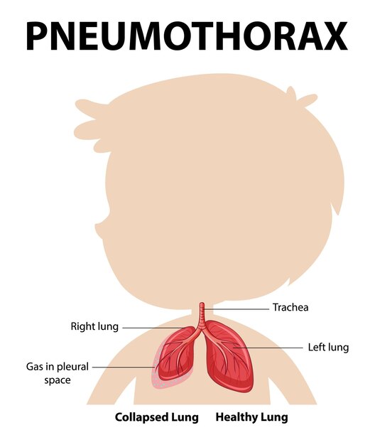 Diagrama de neumotórax de la anatomía humana