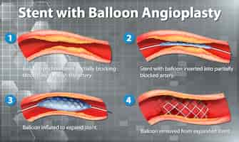 Vector gratuito diagrama que muestra stent con angioplastia con balón en humanos