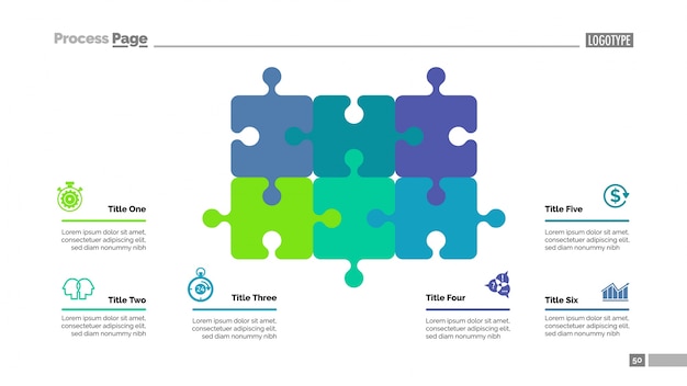 Diagrama de rompecabezas con la plantilla de seis elementos