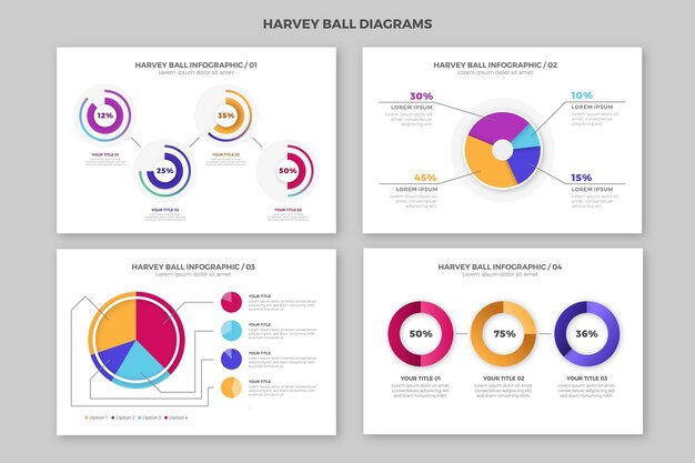 Diagramas de gradiente harvey ball - infografía