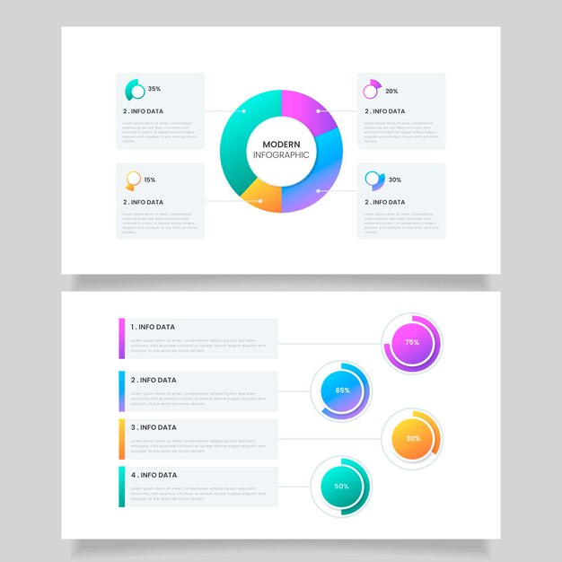 Diagramas de gradiente harvey ball - infografía