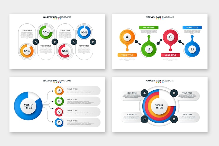 Vector gratuito diagramas de harvey ball de estilo realista