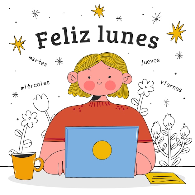 Días de la semana dibujados a mano en diseño español