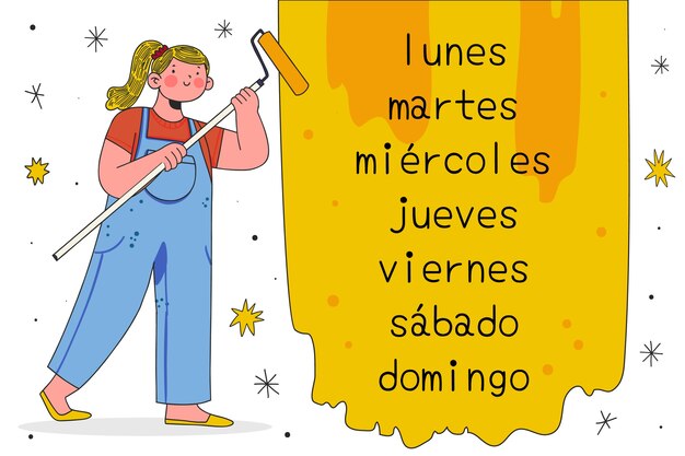 Días de la semana dibujados a mano en diseño español