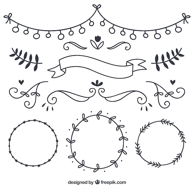 Vector gratuito dibujada a mano decoración ornamental