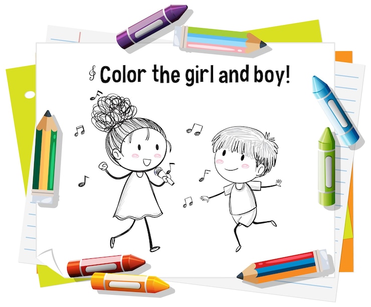 Vector gratuito un dibujado colorido de niños felices