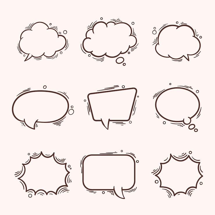 Vector gratuito y dibujado discurso burbuja doodle ilustración