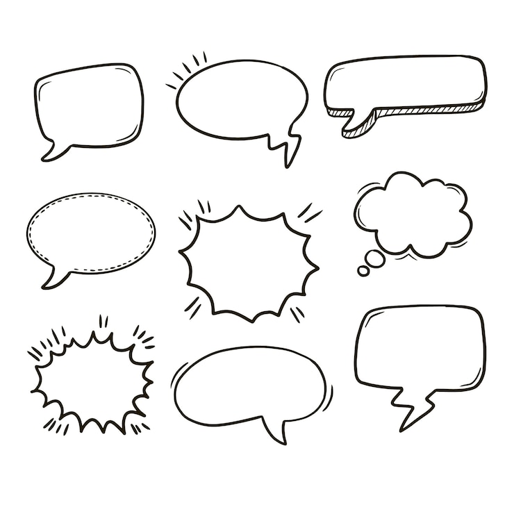 Vector gratuito y dibujado discurso burbuja doodle ilustración