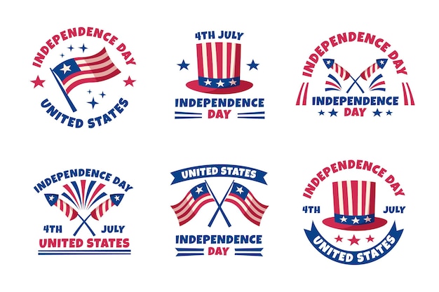 Dibujado a mano el 4 de julio - etiquetas del día de la independencia