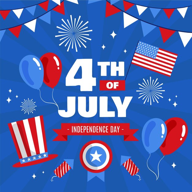 Dibujado a mano el 4 de julio - ilustración del día de la independencia
