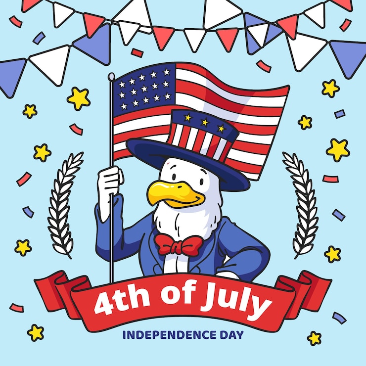 Vector gratuito dibujado a mano el 4 de julio - ilustración del día de la independencia